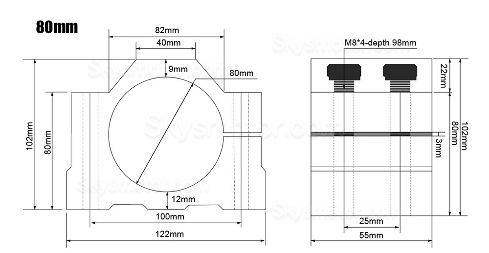 65mm/80mm/100mm/125mm CNCスピンドルモーターブラケットシートアルミクランプホルダーOSP001705スピンドルモーター用